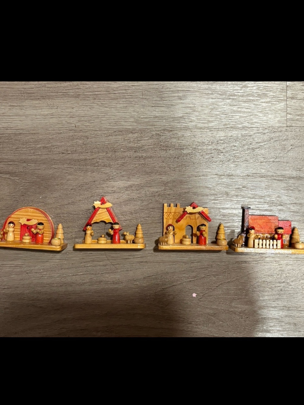 Vintage German Wooden Christmas Village Miniature Set Erzgebirge Style Handcraft